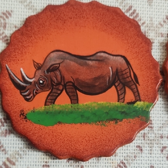 Unique Safari Animal Hand-painted Coasters Six Of Them With Holder. - Picture 2 of 8